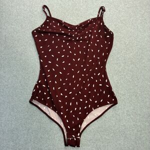 Women’s Bear Dance Burgundy Bodysuit Small Spaghetti Strap Stretch Top